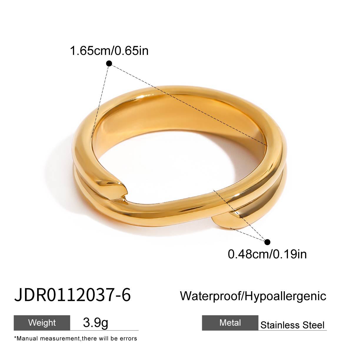 Minimalist Geometric Plated Stainless Steel Ring for Women