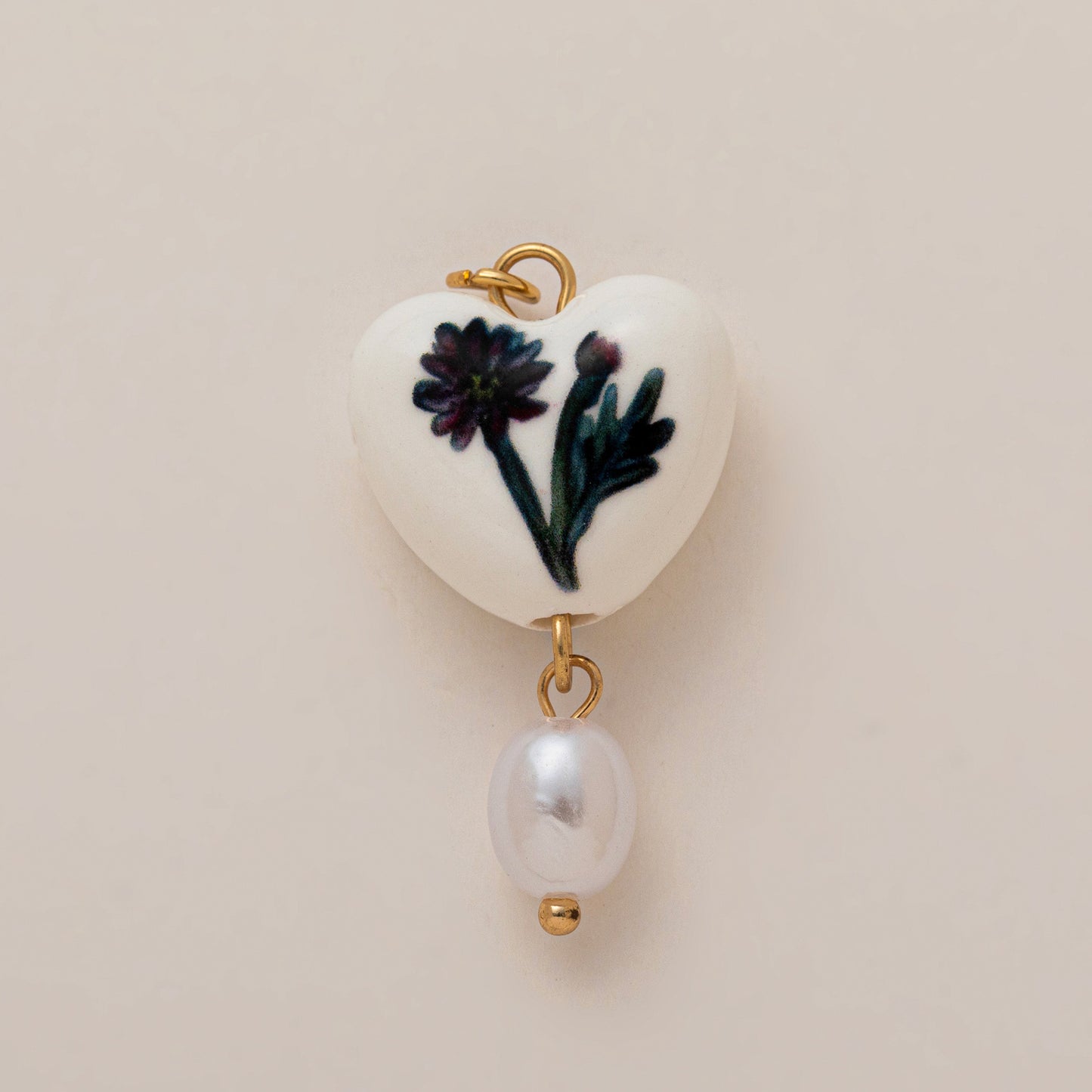 Vintage 18K Gold Plated Brass Heart Flower Charm Bar Pendant Paperclip Chain Necklace Unisex
