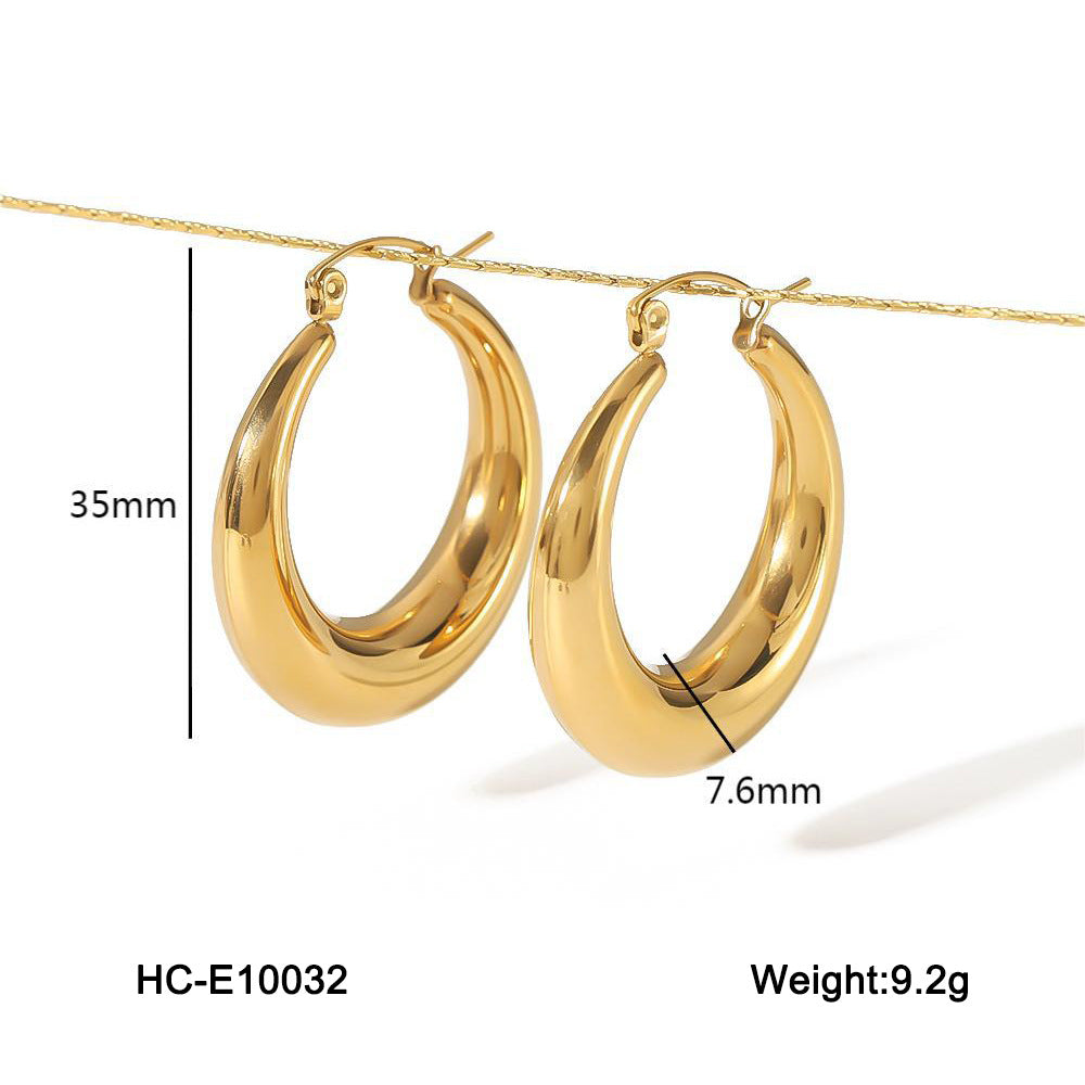 Pendientes de Acero Inoxidable Huecos Geométricos Minimalistas para Mujer con Acabado Chapado