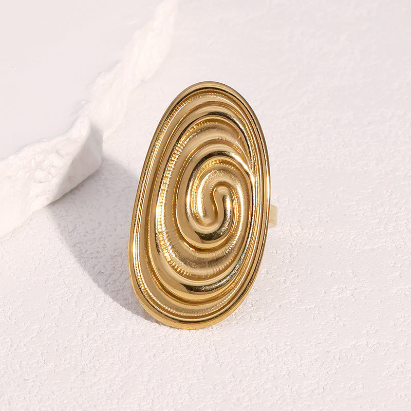 Minimalist Round Geometric Plated Stainless Steel Open Ring for Women