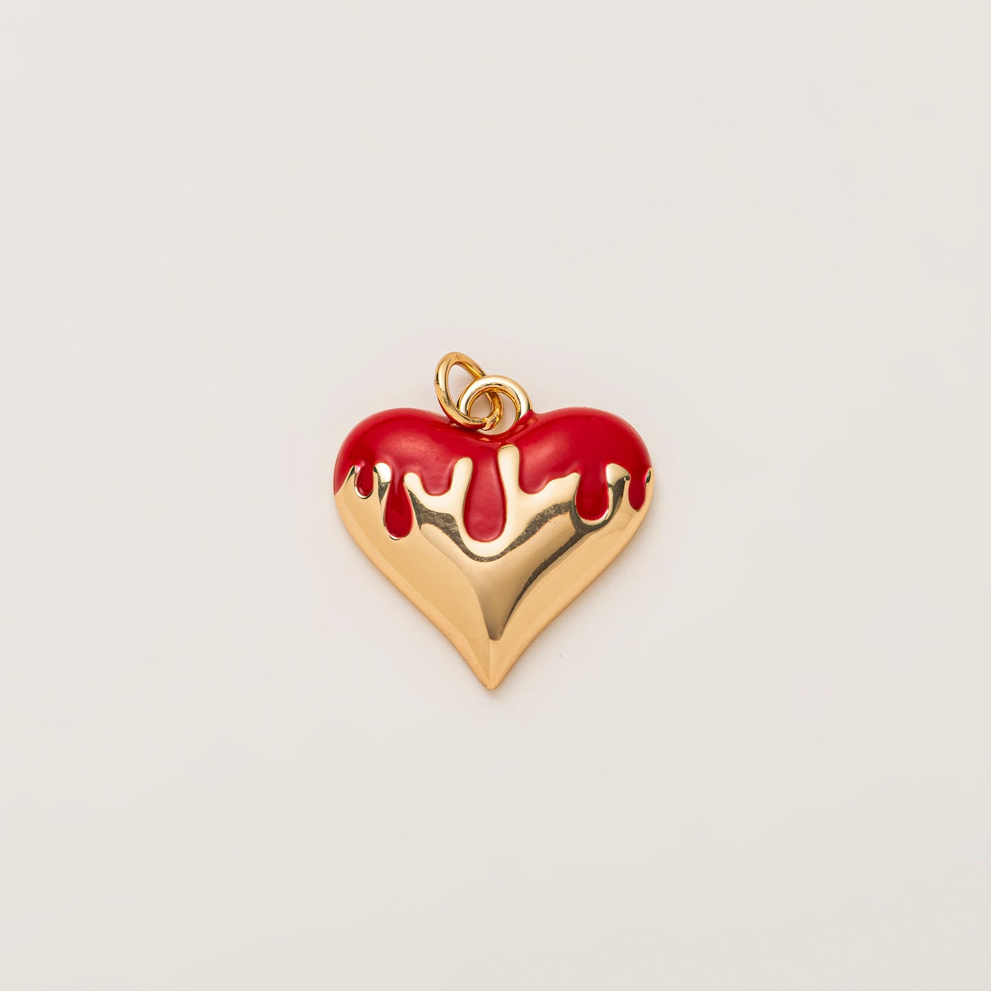 Fashion Heart Shaped Brass Pendant with Cubic Zirconia Inlay Drip Oil Plated Charm Bar for DIY Jewelry