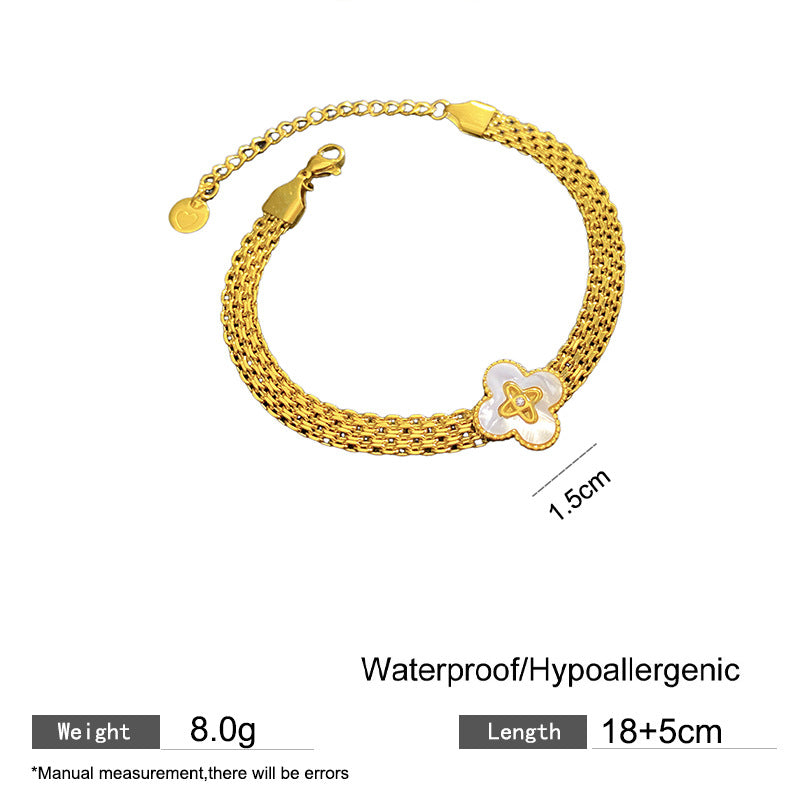 Unique Floral Woven Titanium Steel Plated Wide Bracelet for Unisex
