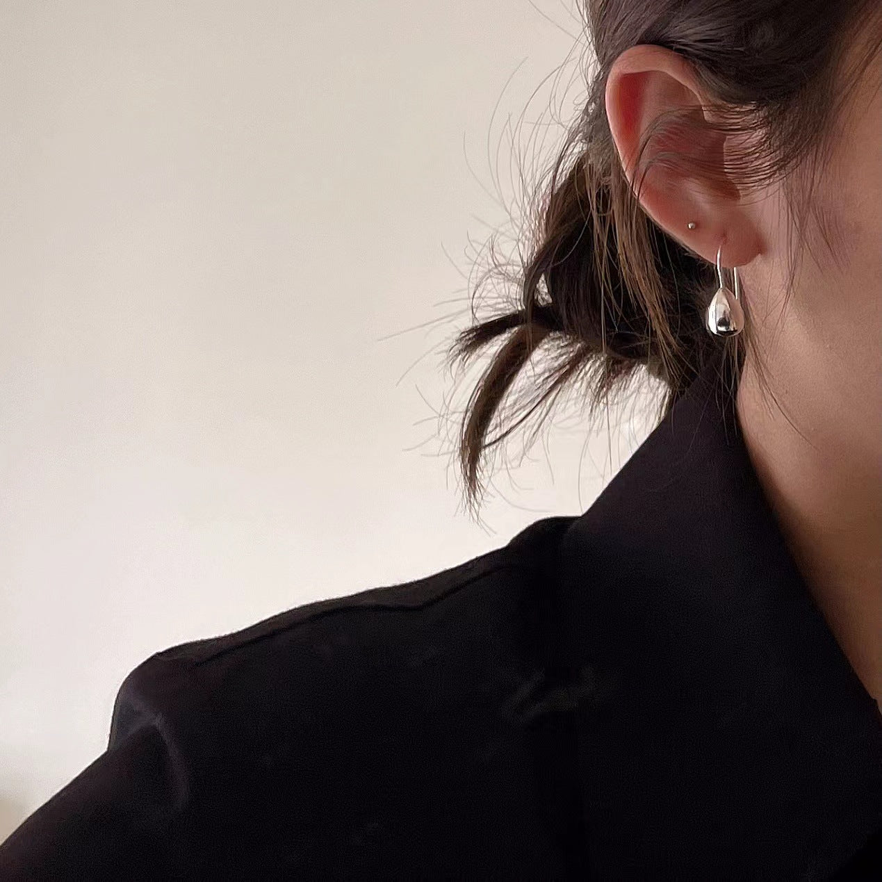 Minimalist Silver Drop Earrings in 925 Sterling Silver with Micro-Pave Setting