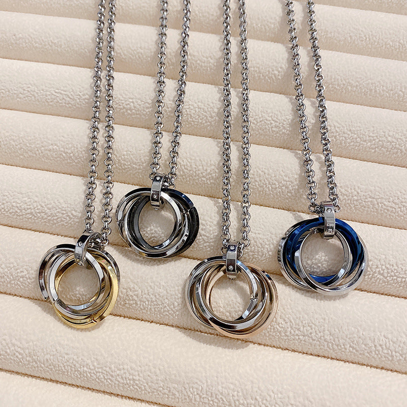 Collar Minimalista de Acero de Titanio Geométrico con Acabado Pulido para Hombre y Mujer con Colgante de Cadena O