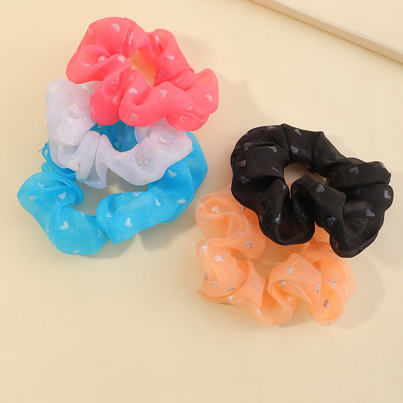Elastico per Capelli in Pizzo Geometrico Fatto a Mano per Bambini con Stampa a Cuori e Motivo a Farfalla in Tinta Unita