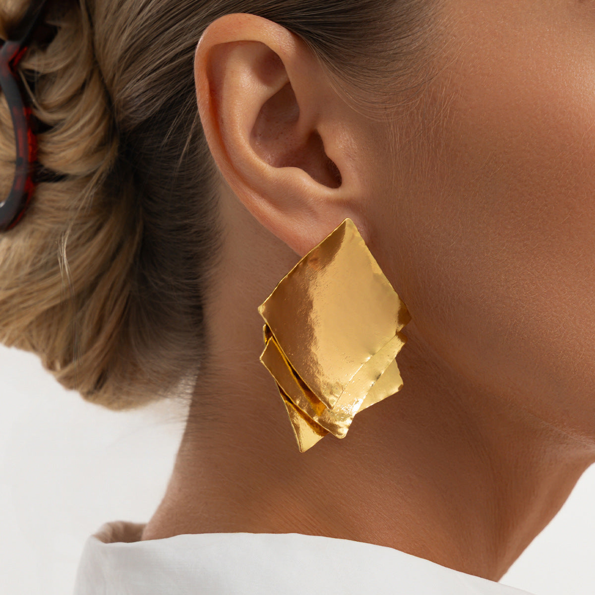 Minimalist Geometric Square Plated Iron Earrings for Women
