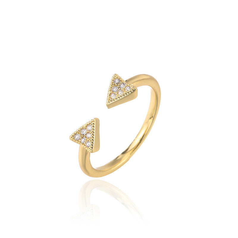 Minimalist 18K Gold Plated Geometric Brass Ring for Women Adjustable