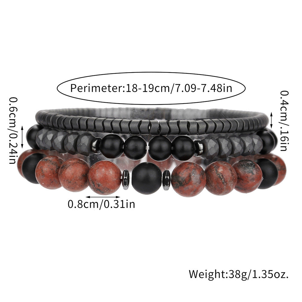 Fashion Handmade Round Hematite Beaded Bracelet with Crystal Accents for Men and Women