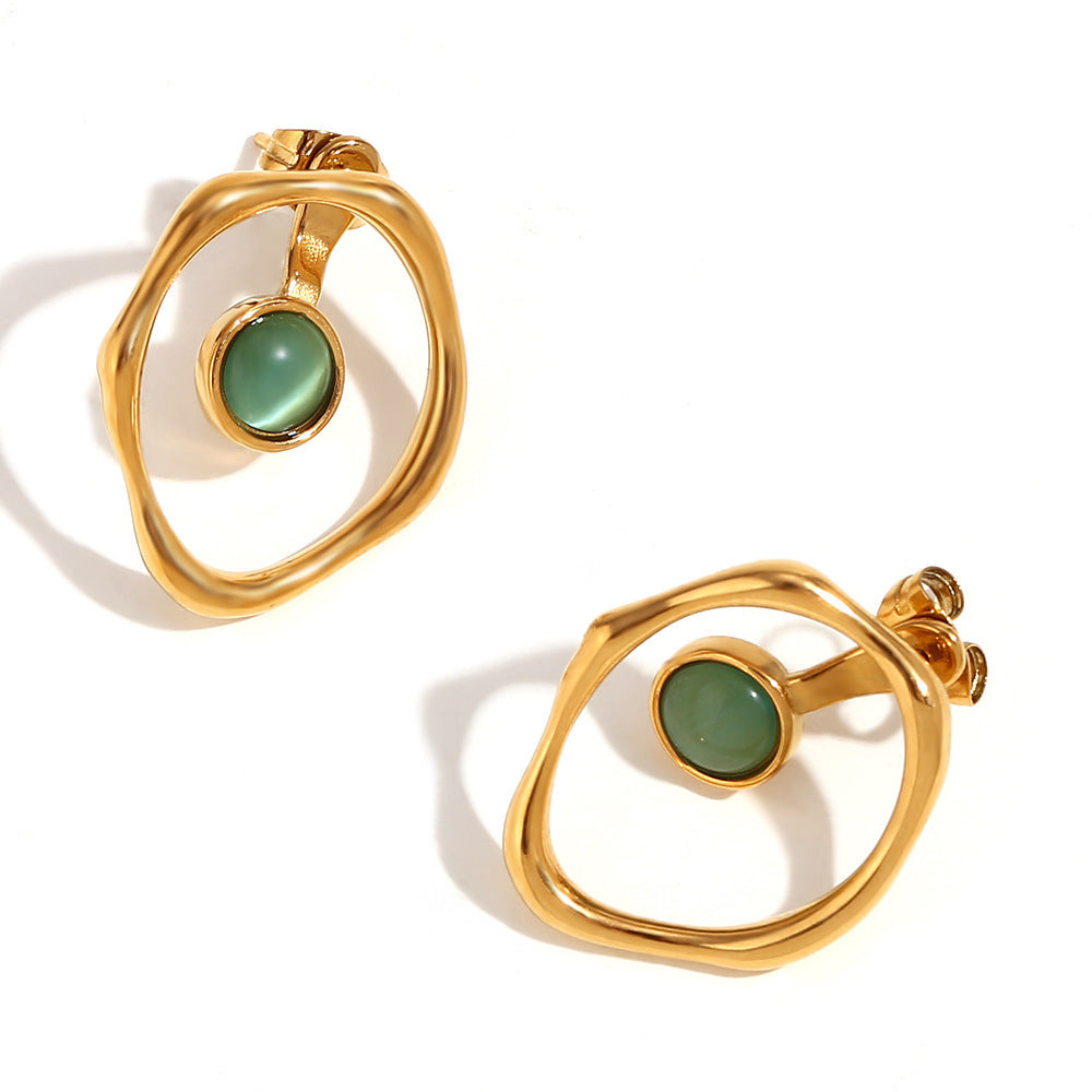 Orecchini a clip vuoti geometrici vintage in acciaio inossidabile placcati oro 18 carati da donna