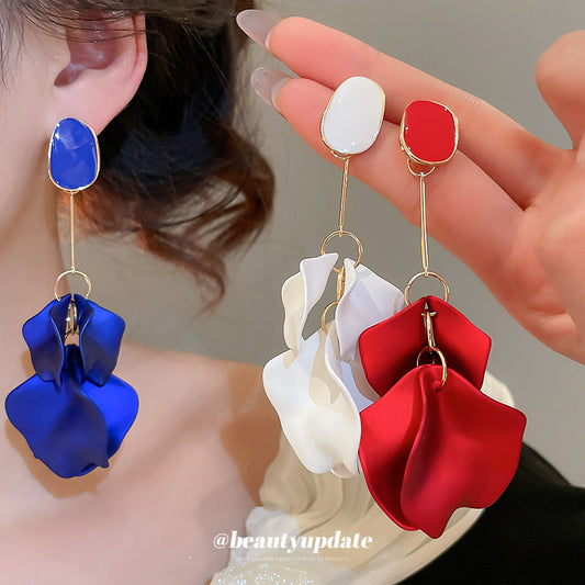 Fashionable Acrylic Flower-Shaped Dangle Stud Earrings with Plated Steel Posts for Women