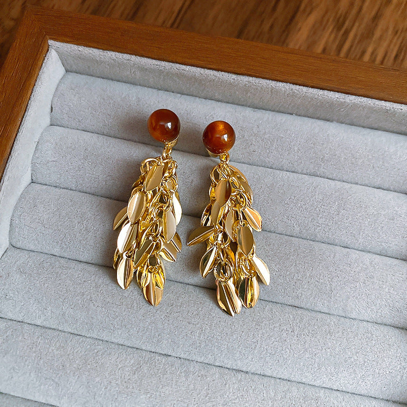 Pendientes Chic de Borla Floral para Mujer con Postes de Plata de Ley 925 y Base de Cobre Bañado