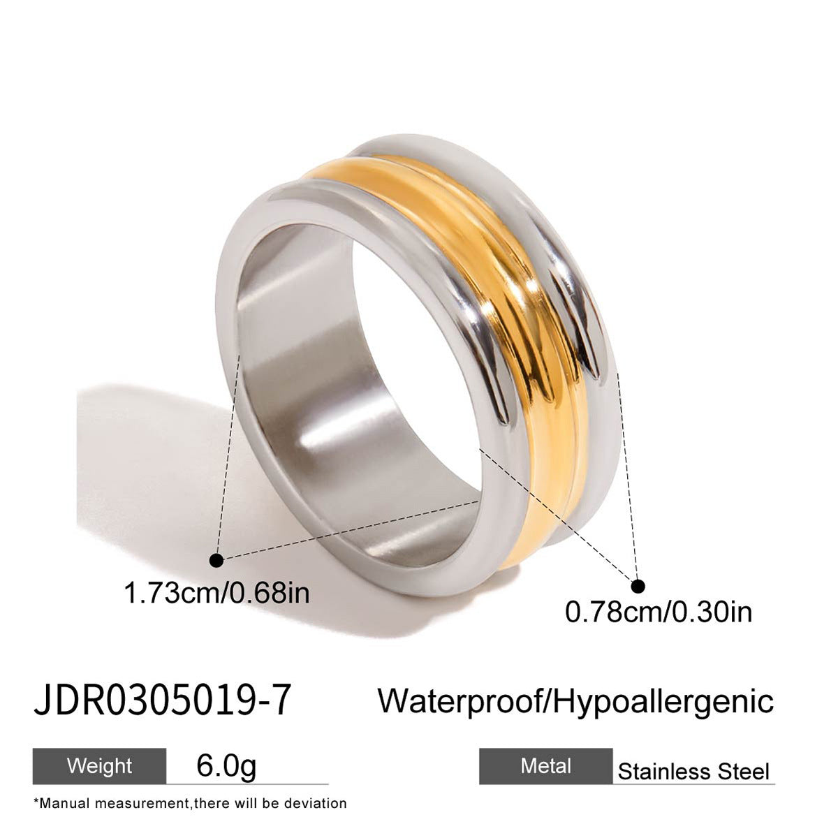 Anello geometrico in acciaio inossidabile da donna con finitura placcata, gioielli minimalisti alla moda ed eleganti