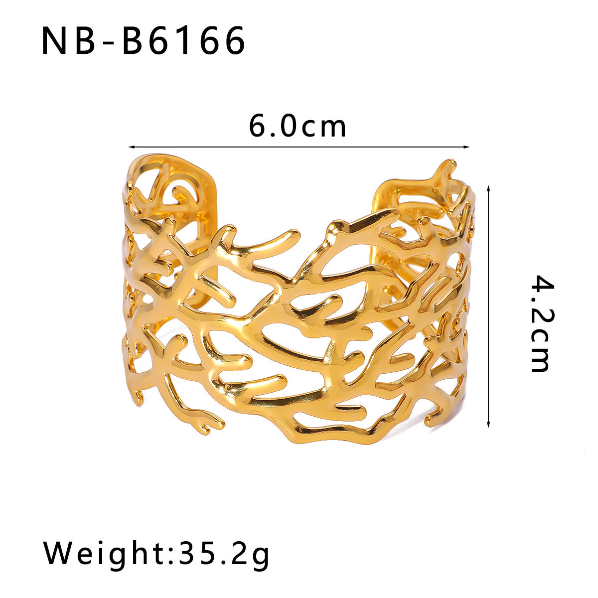 Ins Style Irregular Leaf-Shaped Stainless Steel Bracelet with 18K Gold Plating for Women