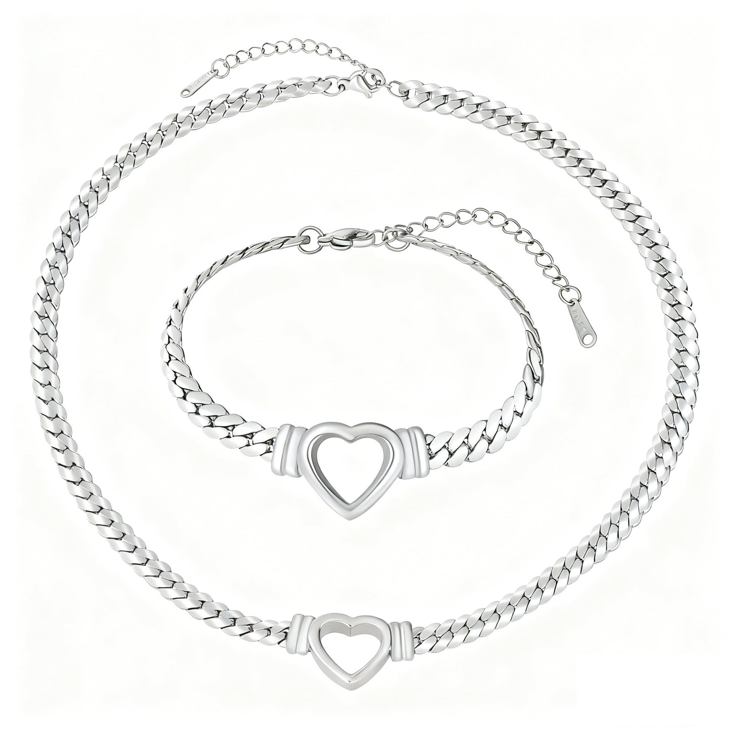 Elegant Heart Shaped Stainless Steel Plated 18K Gold Bracelet for Women