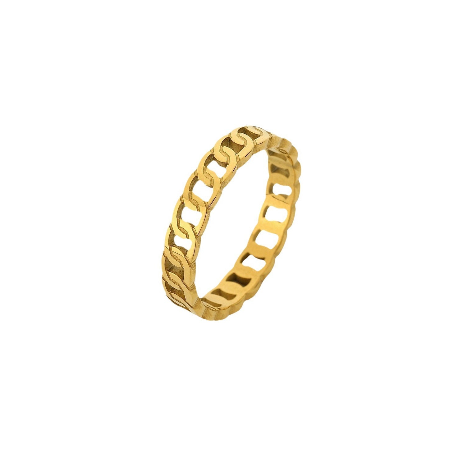 Anello minimalista geometrico a forma di corno in acciaio inossidabile placcato oro da donna