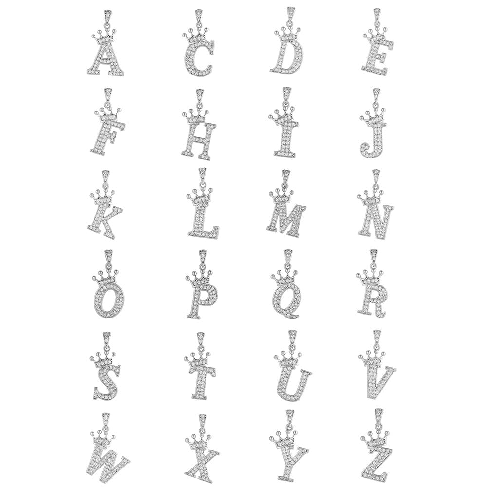 Silver Plated Brass Cubic Zirconia Inlaid Letter Charm Bar for DIY Necklace Bracelet