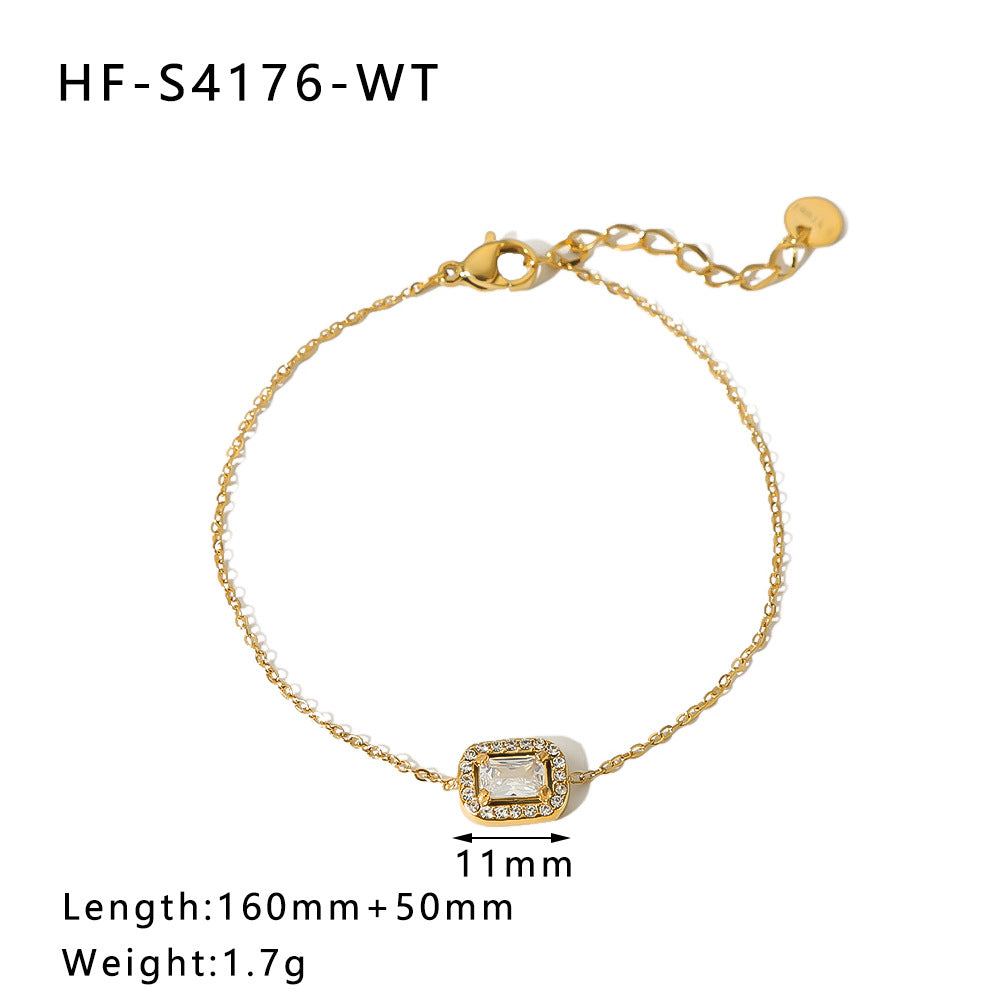 Bracciale da Donna Minimalista Geometrico a Forma di Girasole in Acciaio Inossidabile con Ciondolo a Cuore e Intarsio di Zirconi