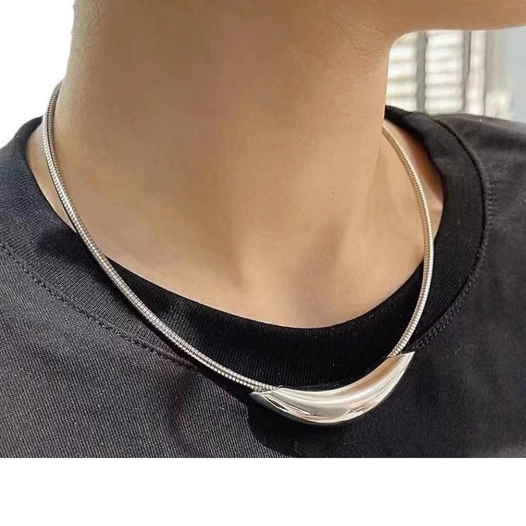 Minimalist Elegant Geometric Titanium Steel Choker Necklace Figaro Chain