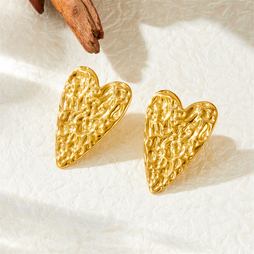 Minimalist Business Gold Plated Heart Teardrop Geometric Stainless Steel Earrings