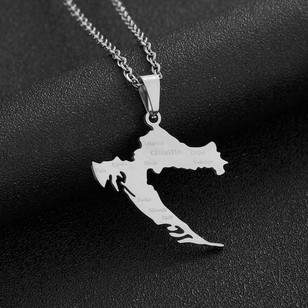 Collana con Pendente Geometrico Minimalista in Acciaio Inossidabile con Ciondolo in Acciaio al Titanio e Finitura Placcata, Unisex