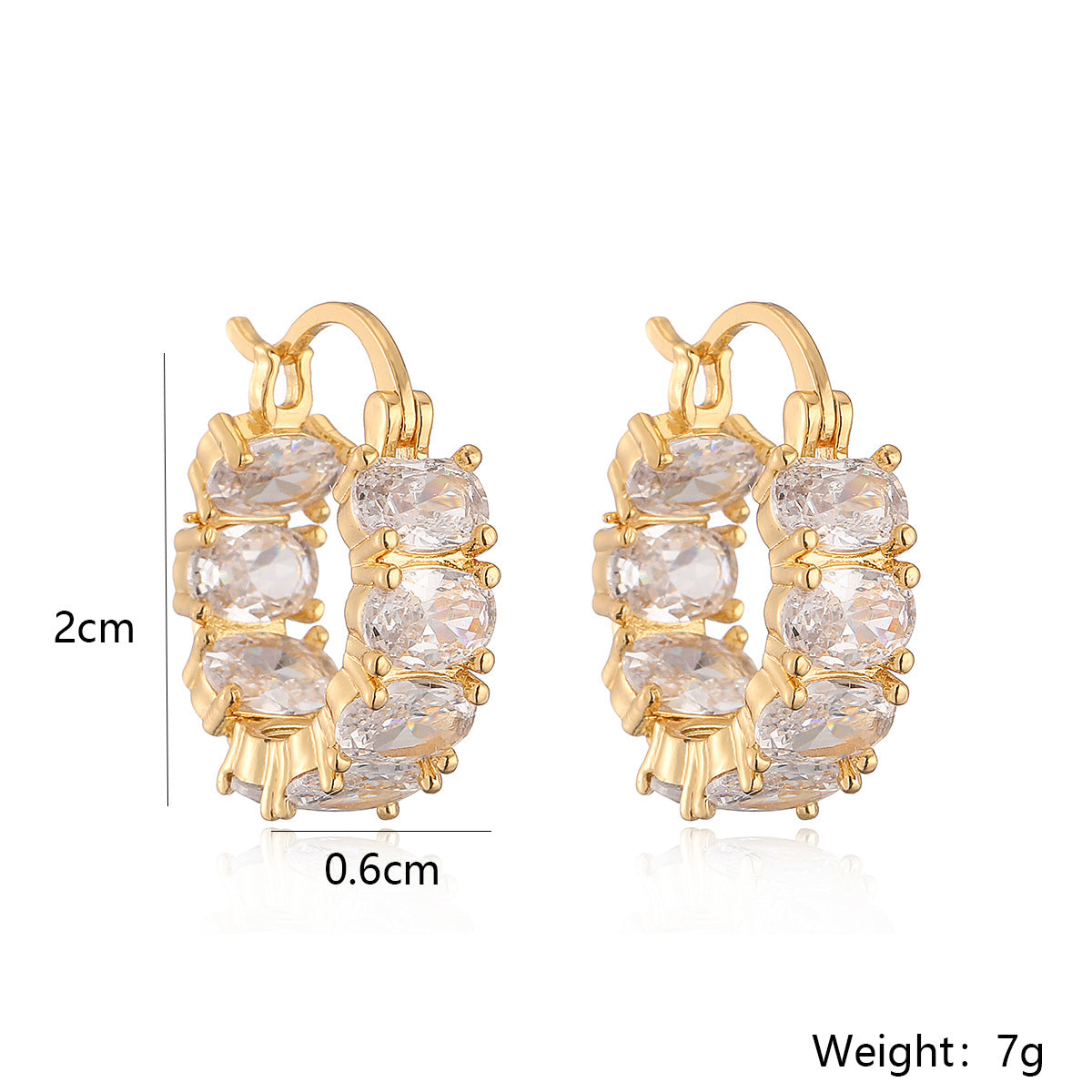 Minimalist Geometric Copper Hoop Earrings with 18K Gold Plating and Zircon Inlay for Women