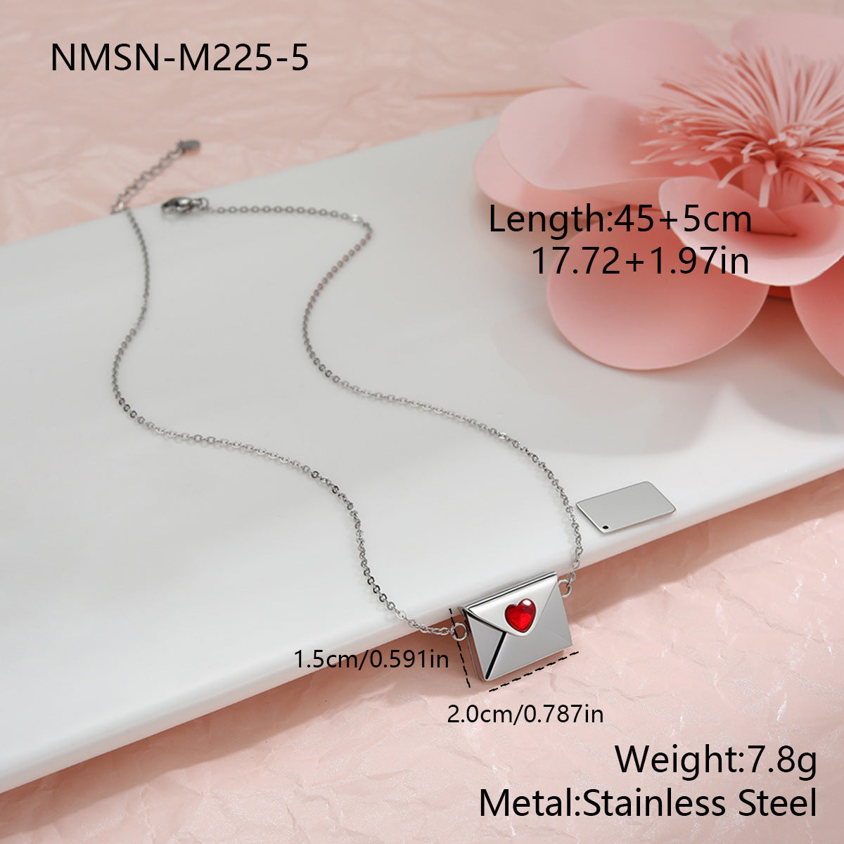 Elegante collana da donna in acciaio inossidabile placcato oro 18 carati con ciondolo a forma di busta a cuore fai da te