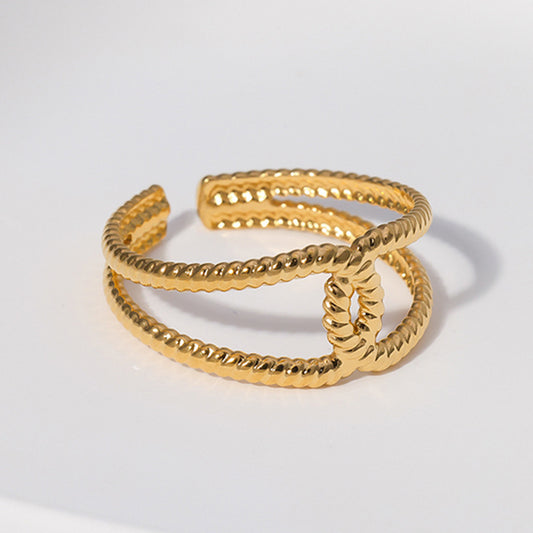 Minimalist Vintage Geometric Plated Stainless Steel Ring for Women