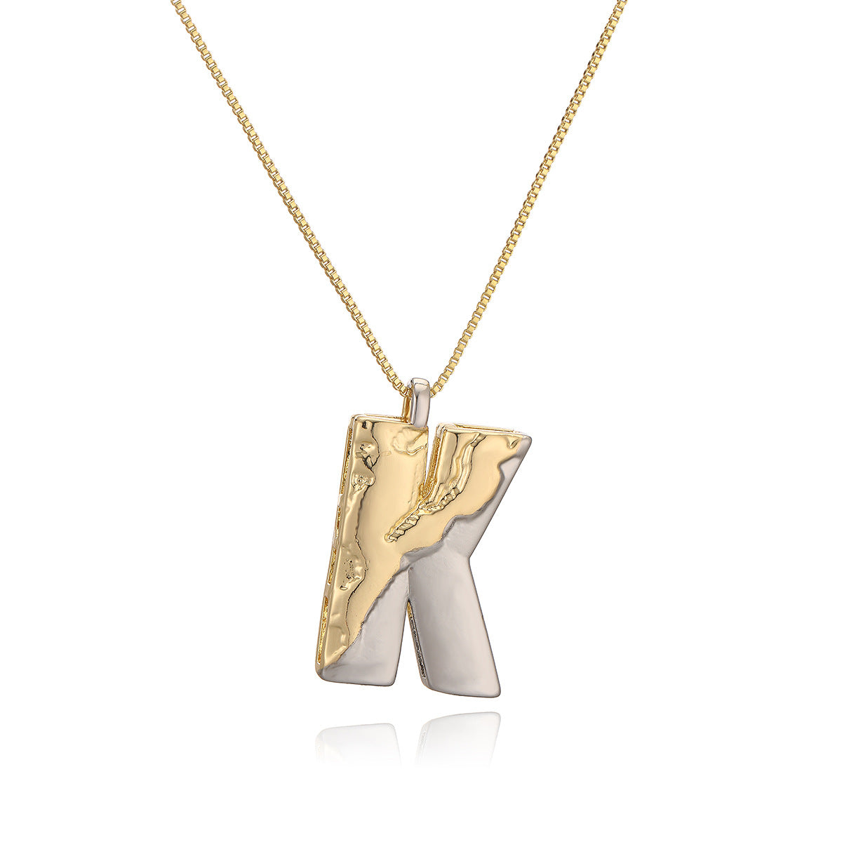 Collana con ciondolo a lettera in rame placcato oro geometrico minimalista da donna