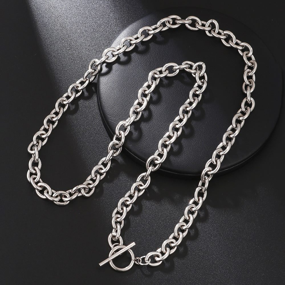 Minimalist Streetwear Hip-hop Geometric Round Stainless Steel Necklace Unisex Cable Chain