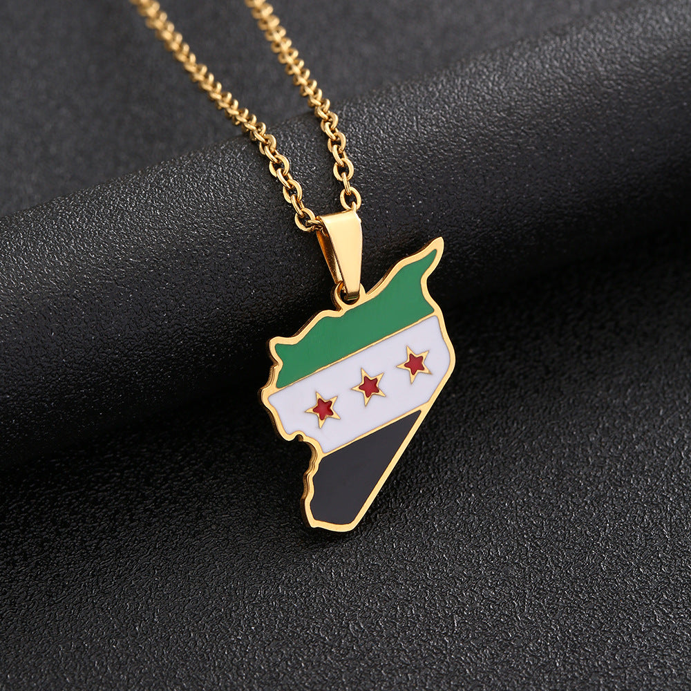 Collar con colgante geométrico minimalista de acero de titanio con acabado chapado y cadena tipo O, unisex, para uso diario