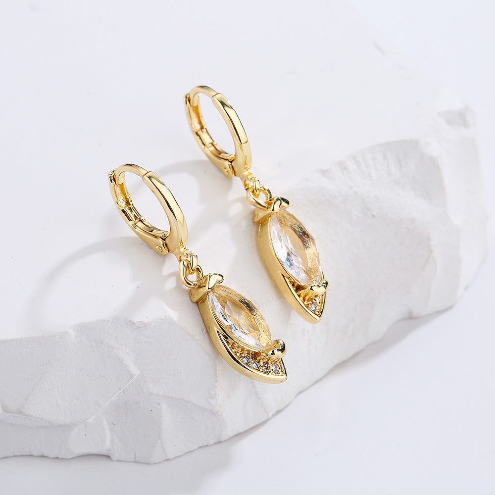 Orecchini pendenti geometrici minimalisti in rame con placcatura in oro 18 carati da donna, gioielli di moda di lusso leggeri