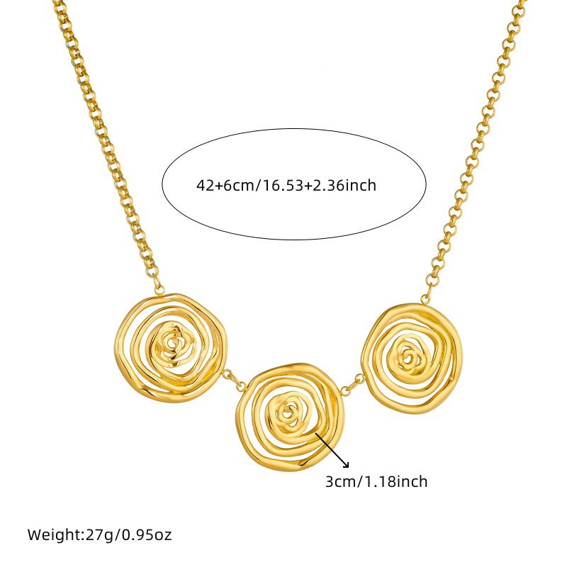 Exaggerated Irregular Geometric Spiral Plated Stainless Steel Pendant Necklace for Women