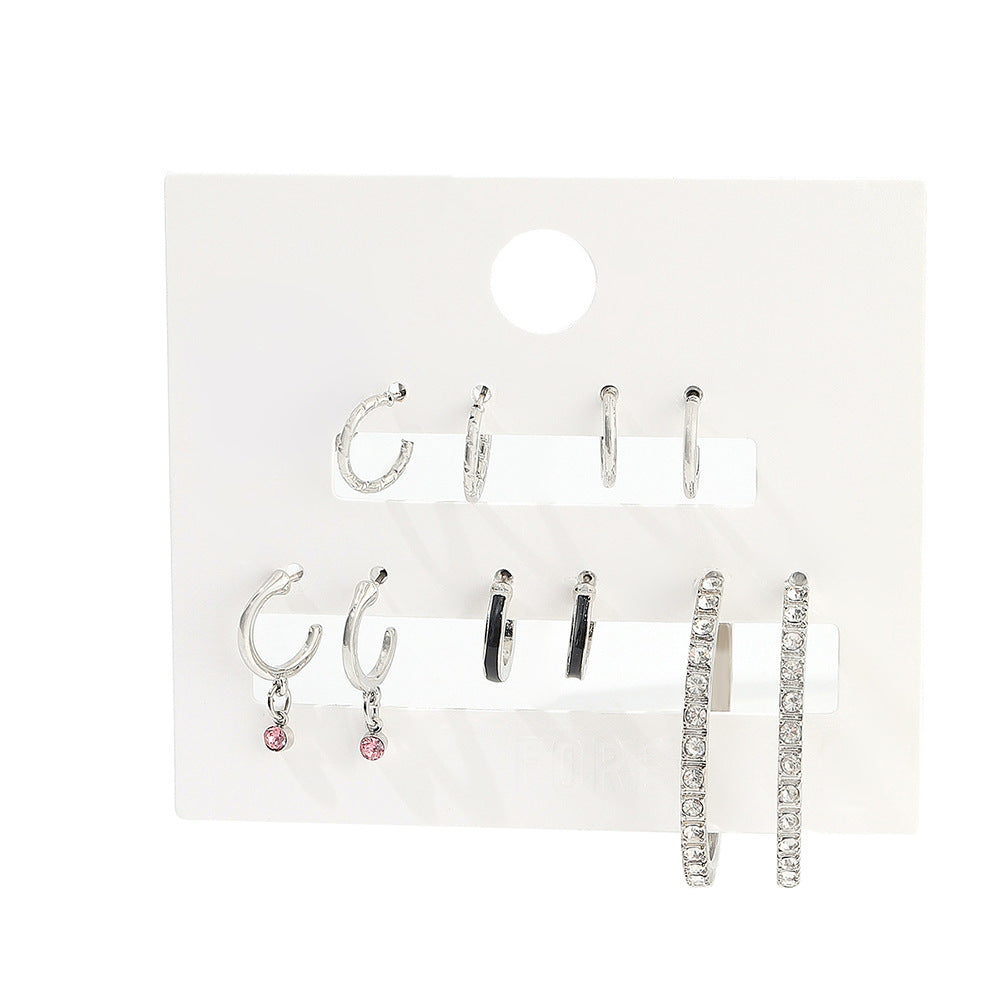 Vintage Sweet Round Heart Alloy Plated Pearl Hoop Earrings for Women