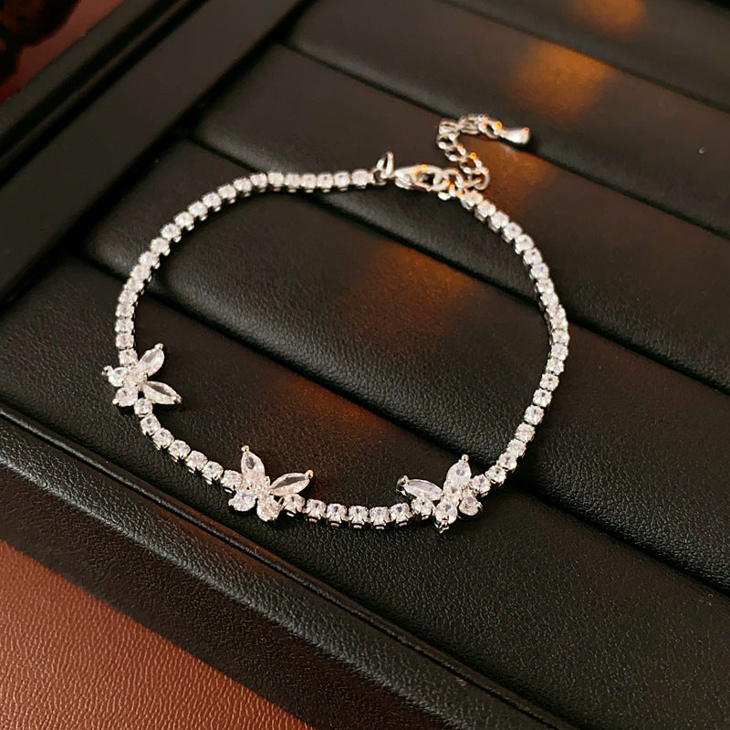 Luxury Elegant Geometric Floral Cubic Zirconia Inlay Bracelet for Women