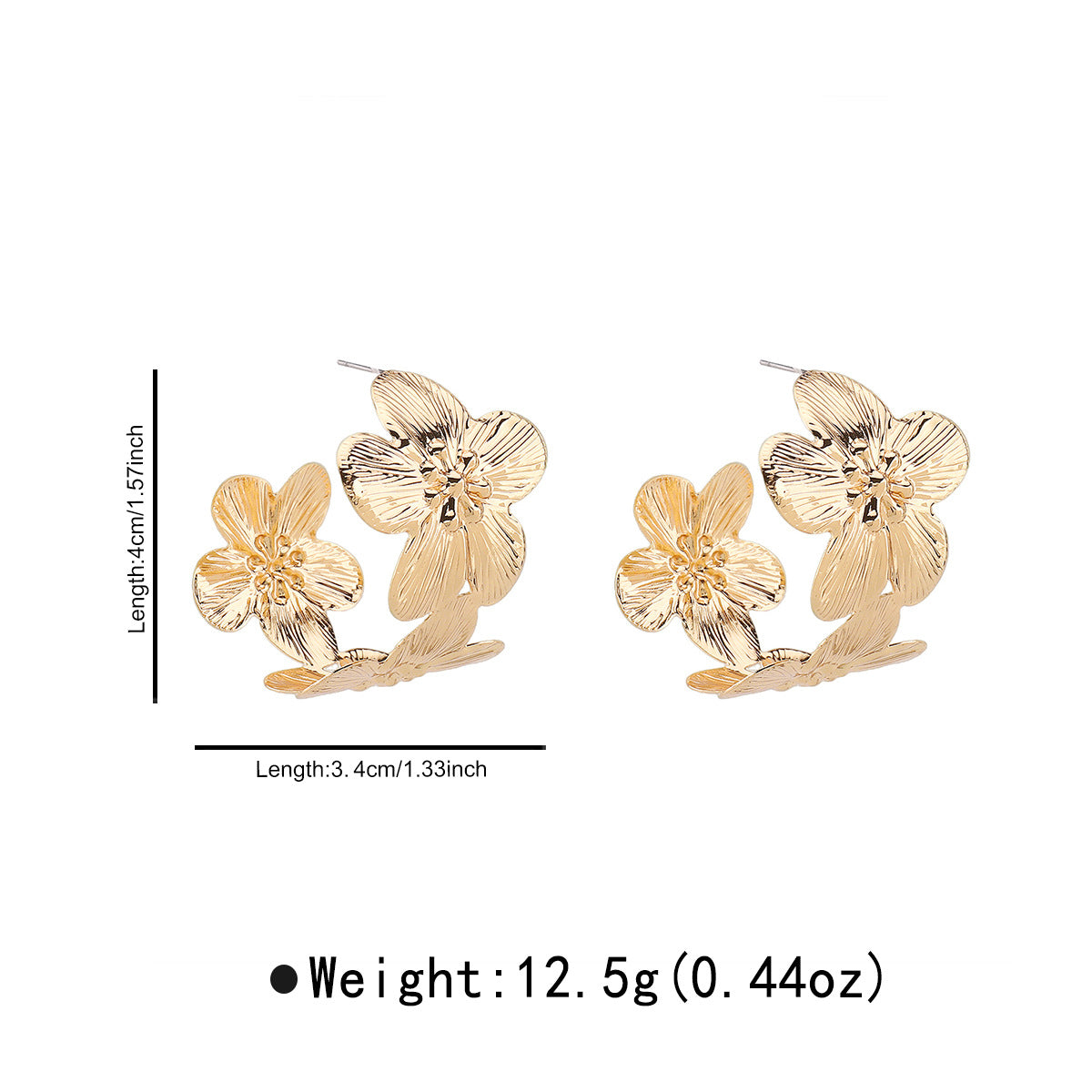 Pendientes de aro circulares geométricos minimalistas florales para mujer de aleación con acabado chapado