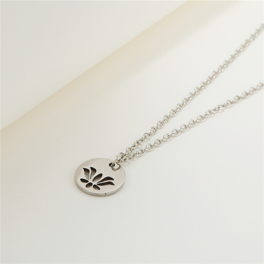 Punk Hip-hop Minimalist Star Geometric Titanium Steel Plated Pendant Necklace with Cable Chain