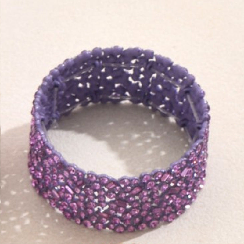 Set di bracciali da donna in lega di zinco con intarsi in strass, stile geometrico minimalista e polsino ampio