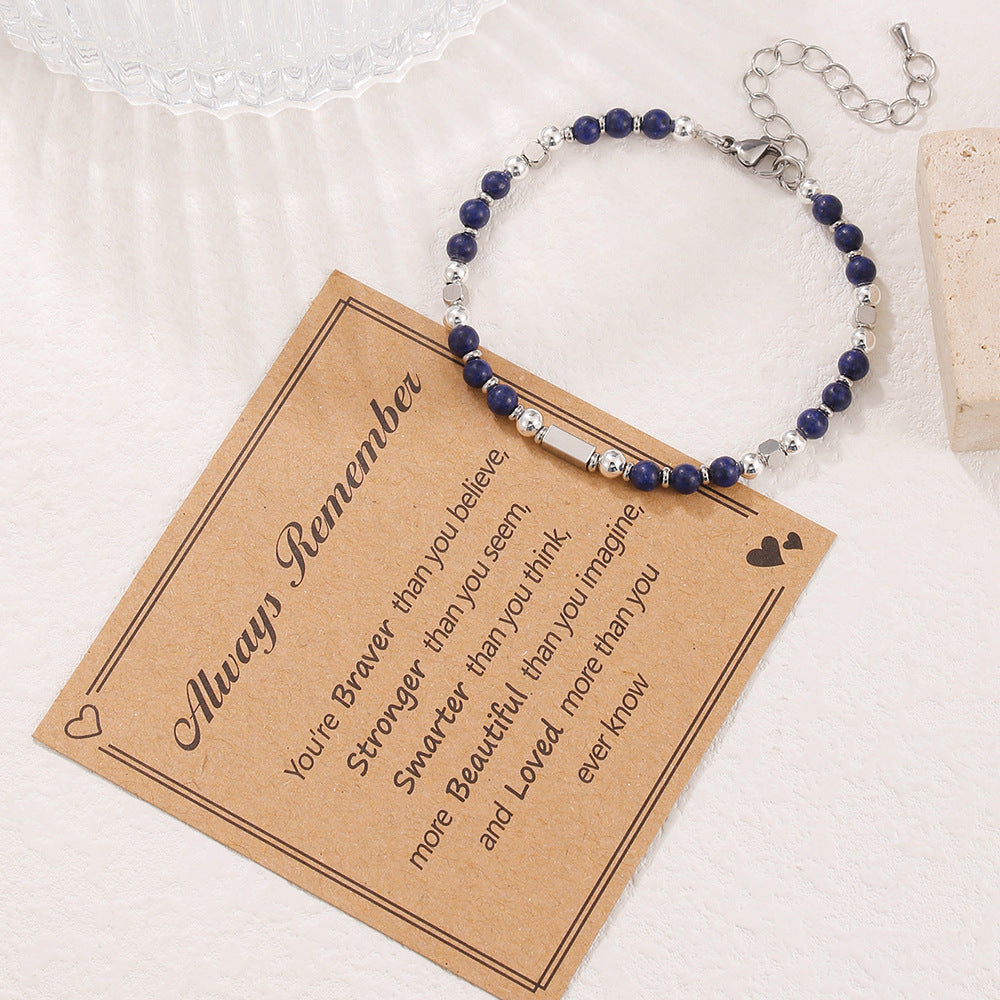 Matte Stainless Steel Beaded Bracelet with Pink Zebra Agate, Purple Turquoise, Lapis Lazuli and Black Stone Geometric Round Beads for Unisex