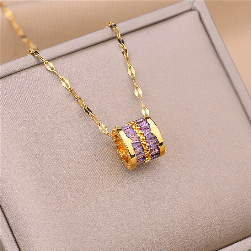 Cartoon Style Geometric Titanium Steel Plated Necklace for Women with Round Bead Chain