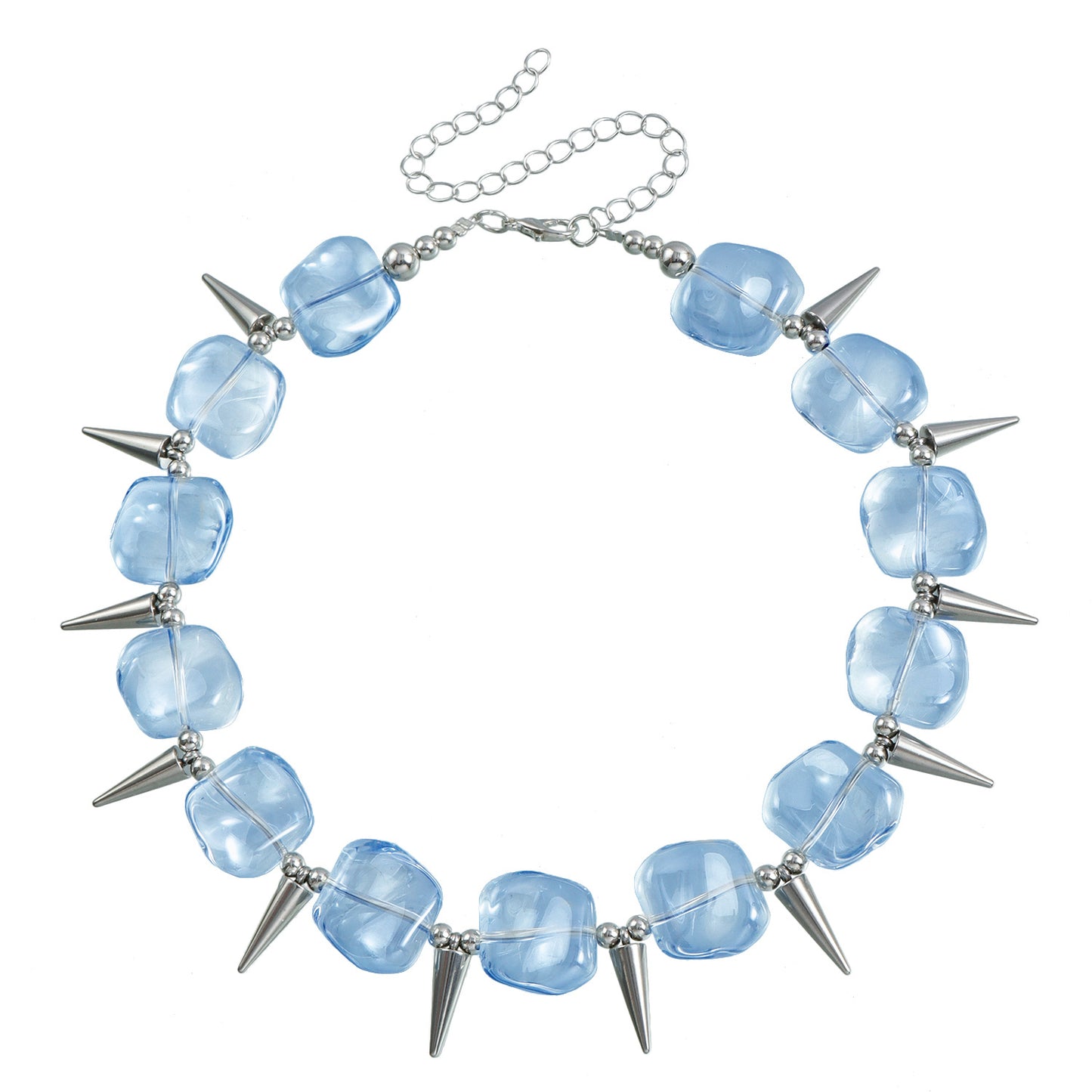 Geometric U-Shaped Rhinestone Stainless Steel Clavicle Necklace for Women with Plated Finish