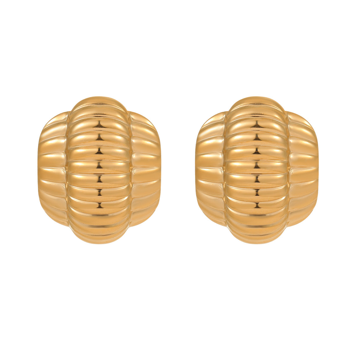 Pendientes de botón geométricos minimalistas de acero inoxidable con acabado chapado para mujer