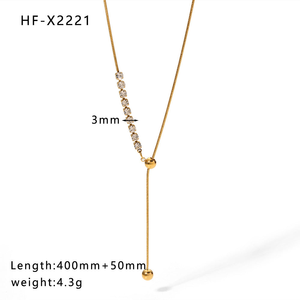 Minimalist Cat Eye Stone Zircon Pearl Smiley Face Necklace for Women in Titanium Steel with Plating Finish