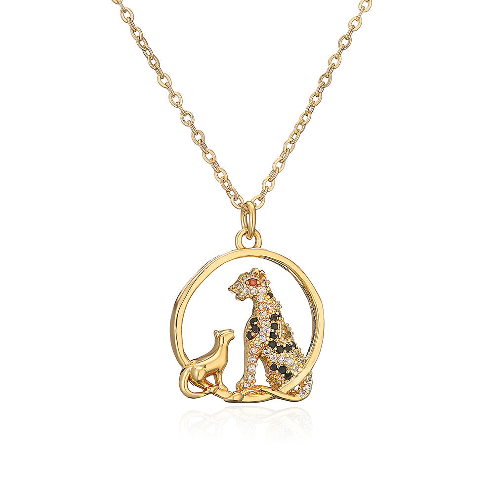 Minimalist Animal-Shaped Copper Necklace with Zircon Inlay for Women