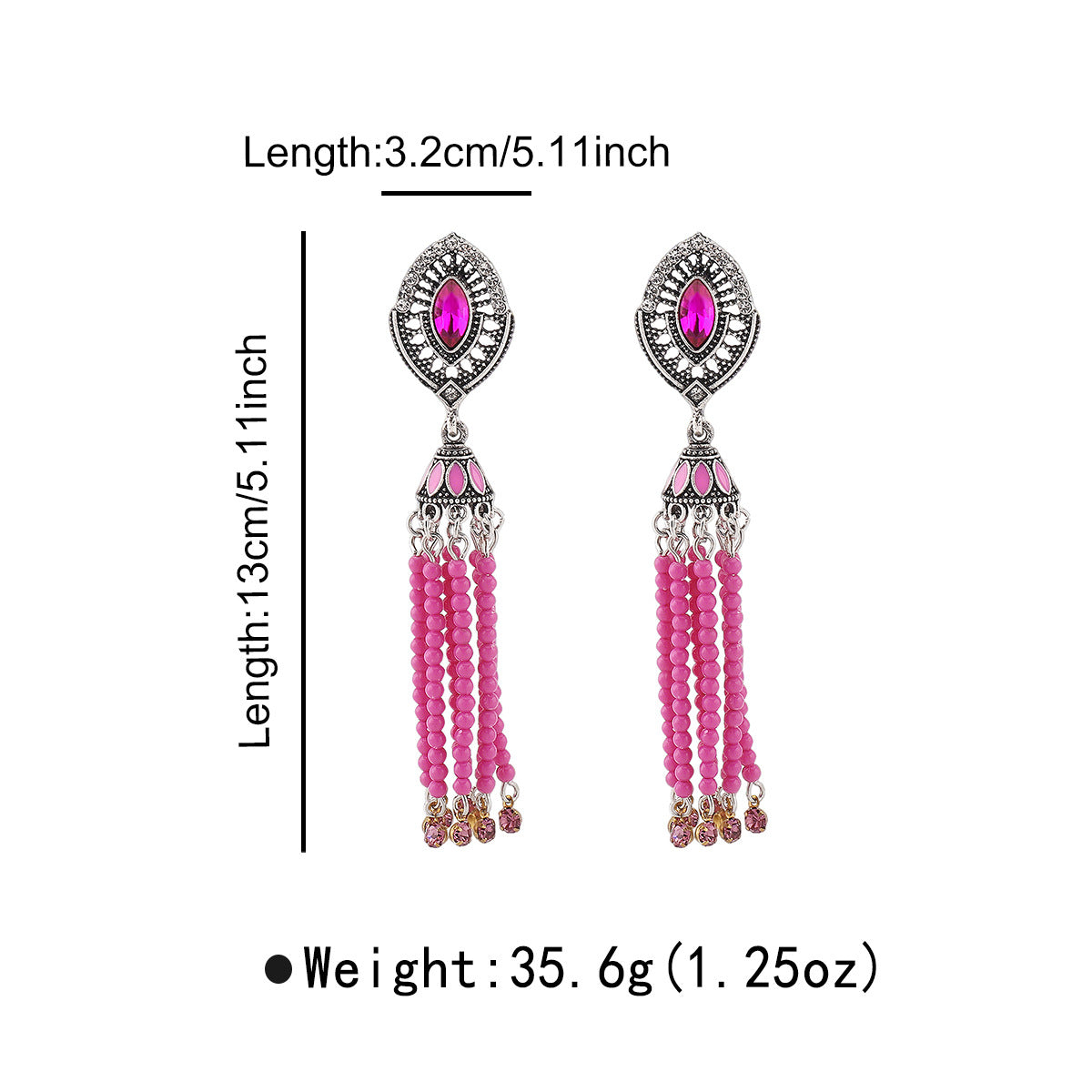 Pendientes de borlas geométricos bohemios con diamantes de imitación y base de aleación chapada para mujer