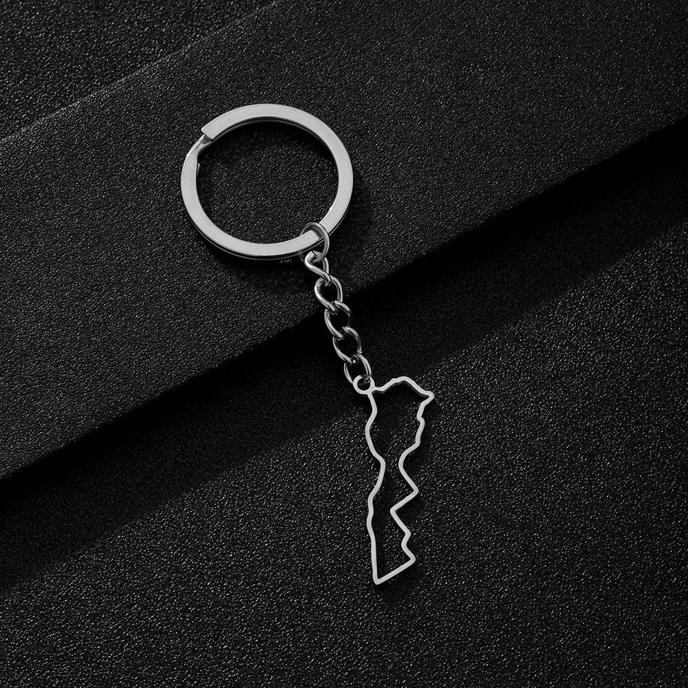 Llavero colgante marroquí de estilo étnico en acero inoxidable pulido para hombres y mujeres
