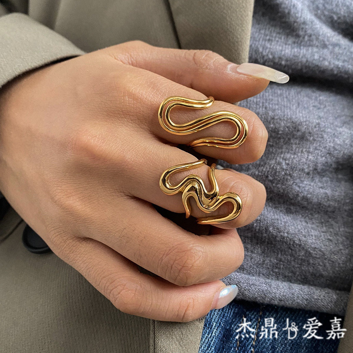 Anello da donna minimalista geometrico placcato in acciaio inossidabile
