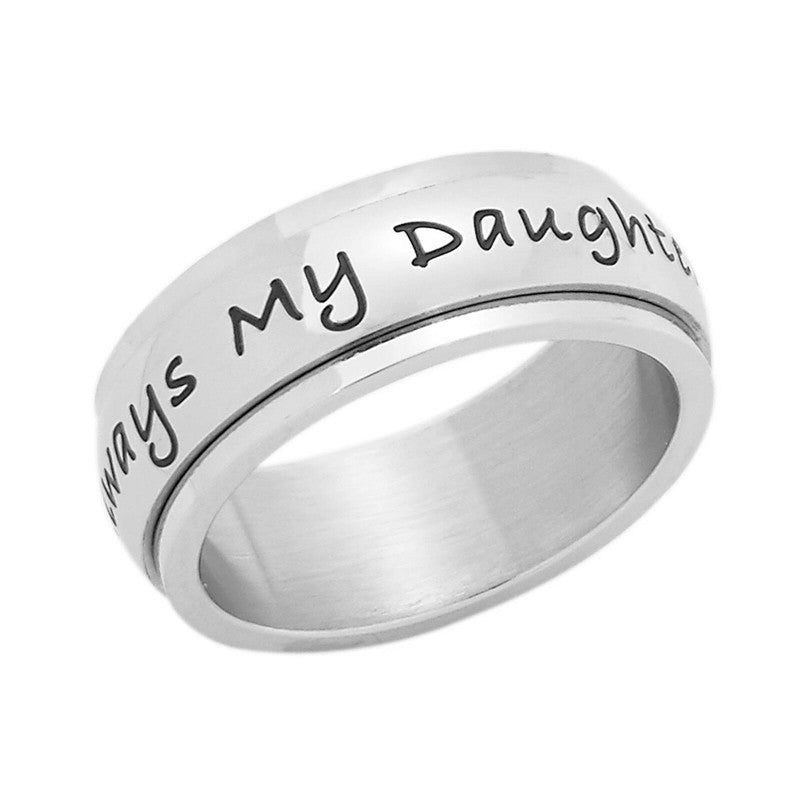 Sweet and Edgy Stainless Steel Mother Daughter Ring with Plated Finish