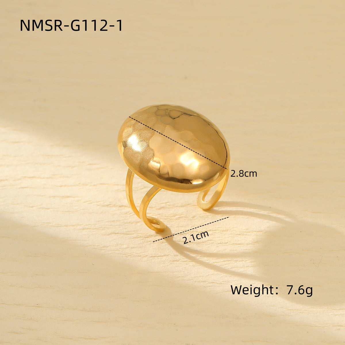 Anillo abierto vintage de acero inoxidable de lujo minimalista para mujer con acabado pulido y diseño circular geométrico