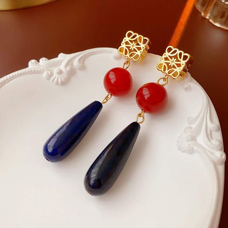 Vintage-Style Geometric Stud Earrings in Copper with Electroplated Finish for Women