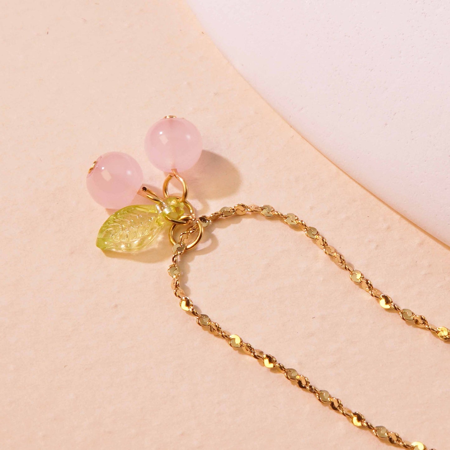 Sweet Cherry Titanium Steel Plated Necklace and Earring Set for Women